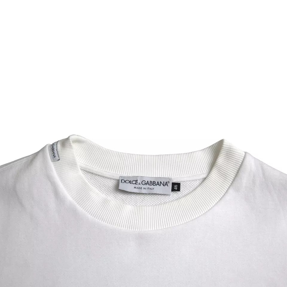 Dolce & Gabbana White Cotton Logo Pullover Sweatshirt Men's Sweater (Pre-Owned)