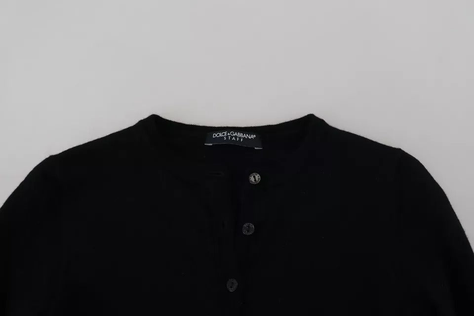 Dolce & Gabbana Black Button Down Slim Cardigan Wool Women's Sweater (Pre-Owned)