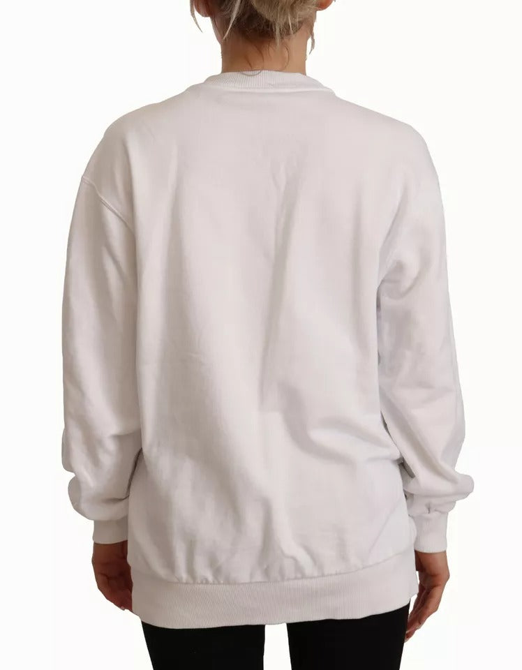 Dolce & Gabbana White Logo Embossed Cotton Sweatshirt Women's Sweater (Pre-Owned)