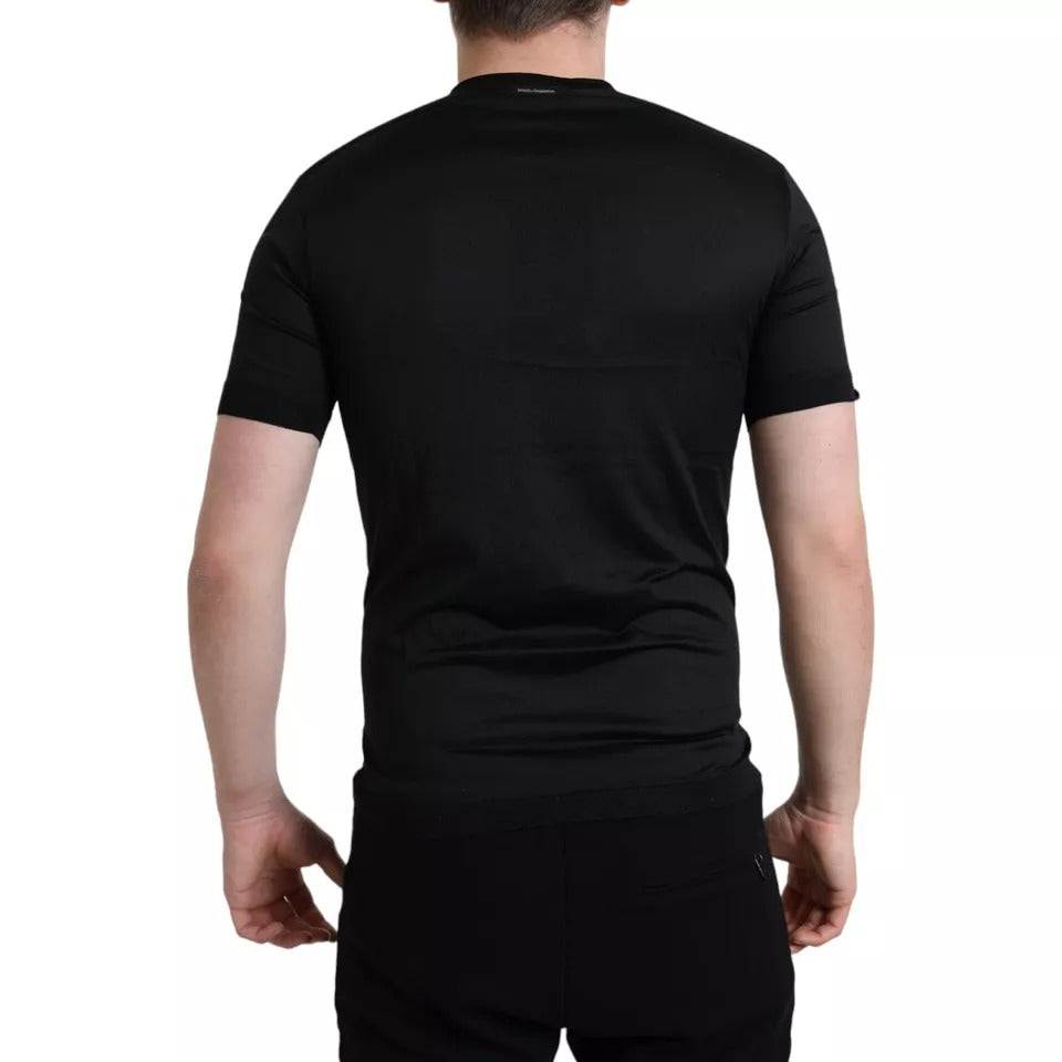 Dolce & Gabbana Black Buttoned Roundneck Short Sleeve Men's T-shirt (Pre-Owned)