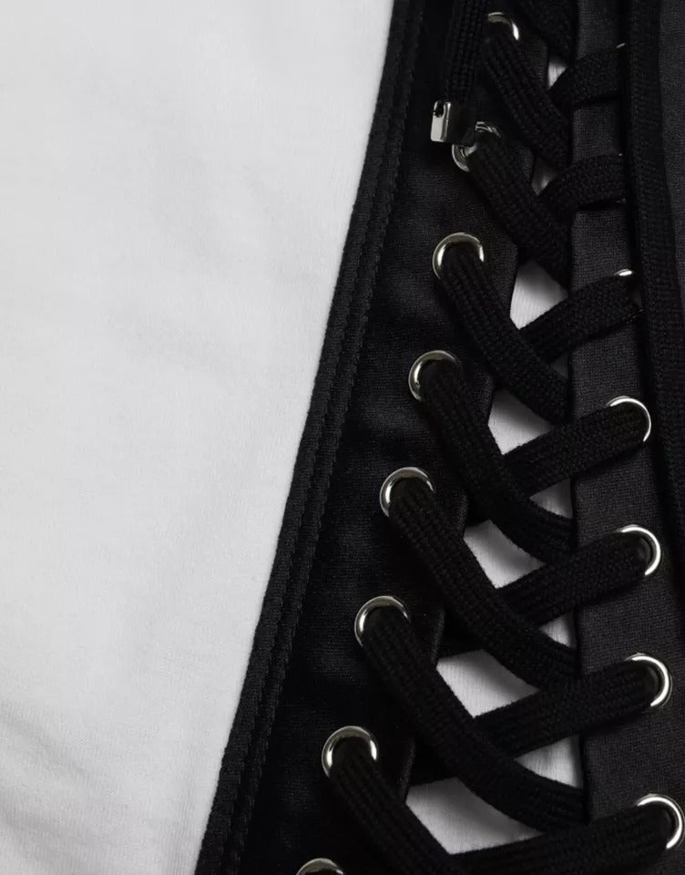 Dolce & Gabbana White Cotton 2000 Fashion Print Logo Women's T-shirt (Pre-Owned)