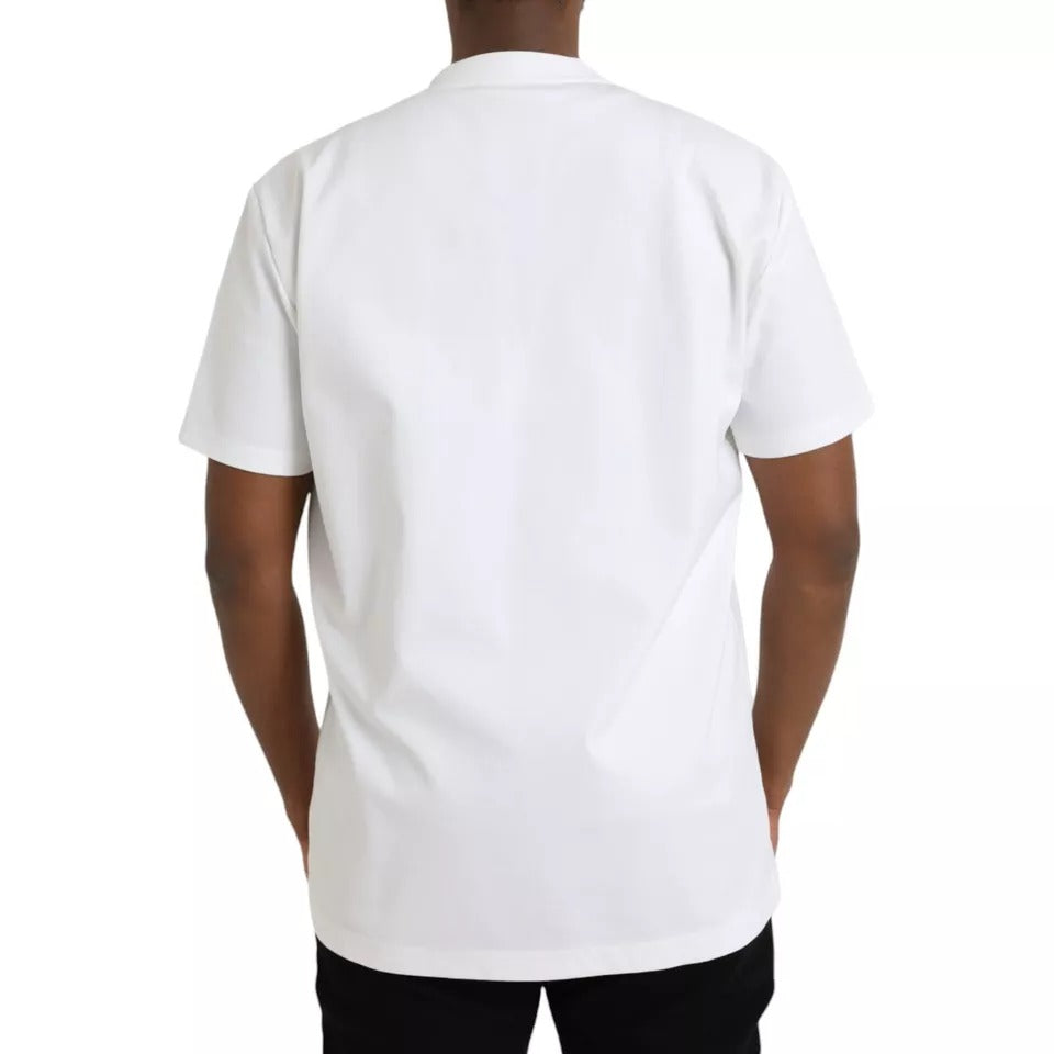 Dolce & Gabbana White Logo Embossed Cotton Crewneck Men's T-shirt (Pre-Owned)