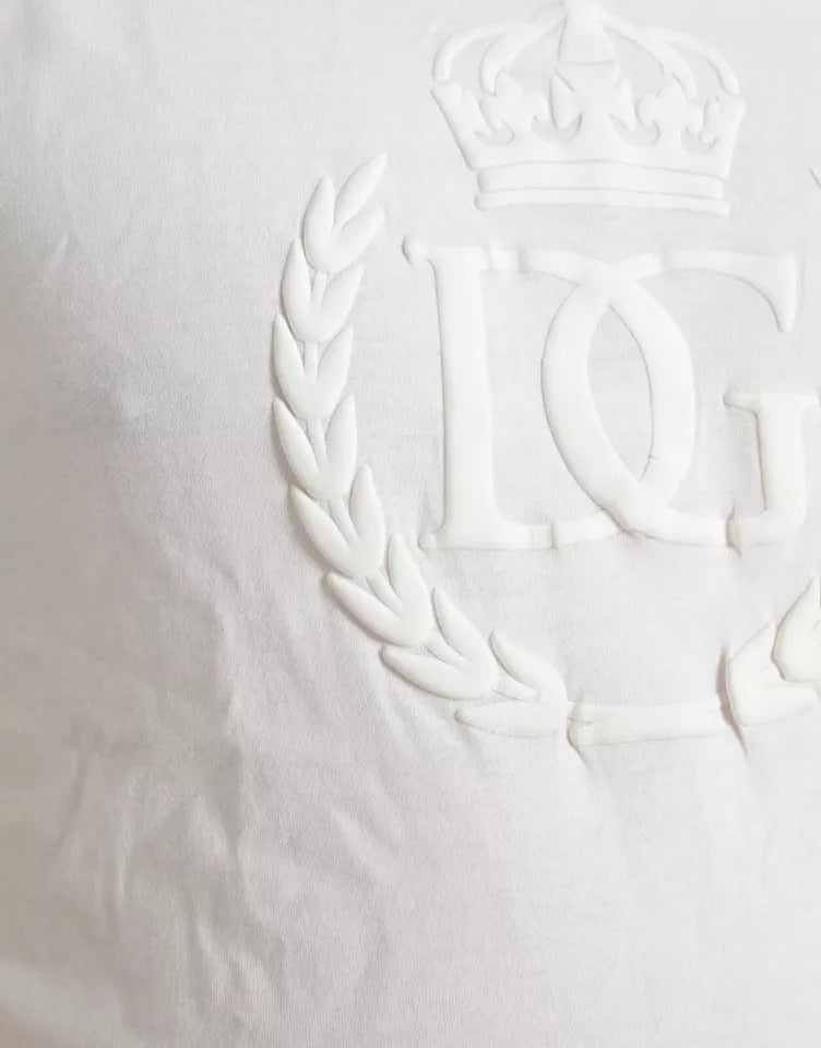 Dolce & Gabbana White Logo Embossed Crew Neck Short Sleeves Men's T-shirt (Pre-Owned)