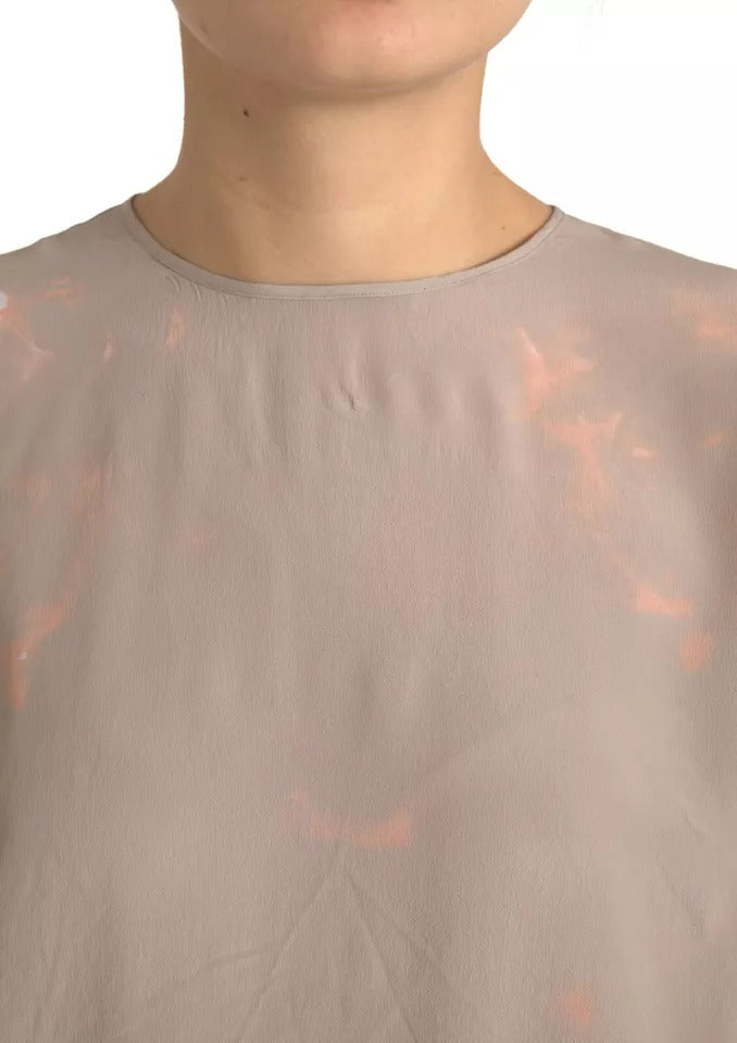 Dolce & Gabbana Brown Round Neck Short Sleeve Blouse Women's Top (Pre-Owned)