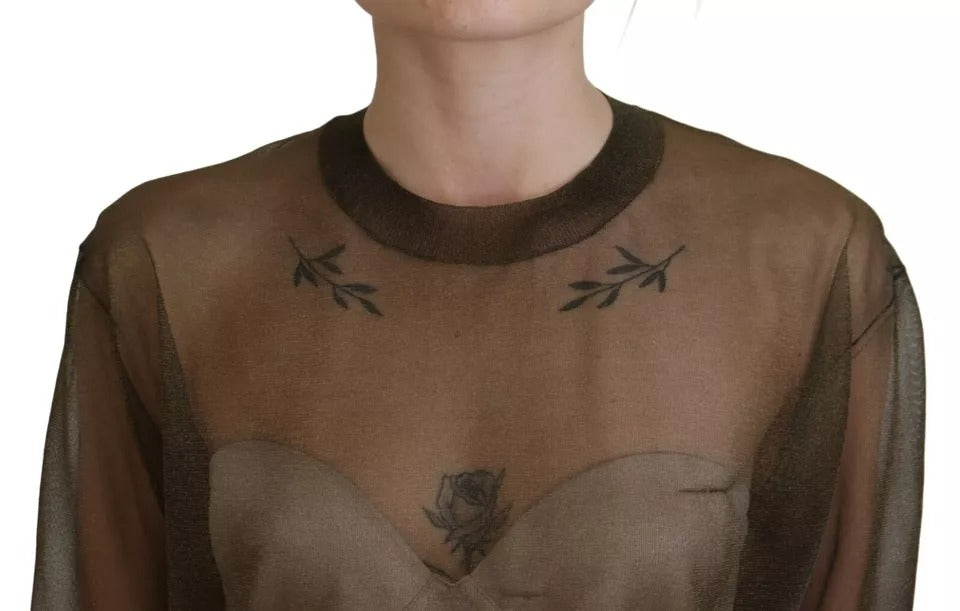 Dolce & Gabbana Black Transparent Crewneck Long Sleeves Women's Top (Pre-Owned)