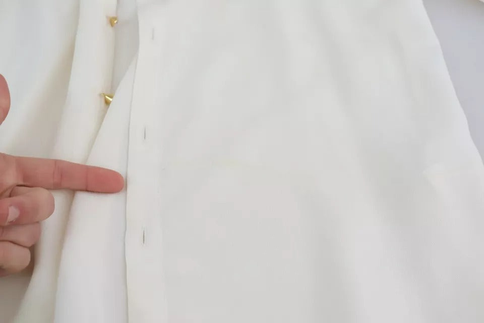 Dolce & Gabbana White Blouse Ascot Collar Shirt Silk Women's Top (Pre-Owned)