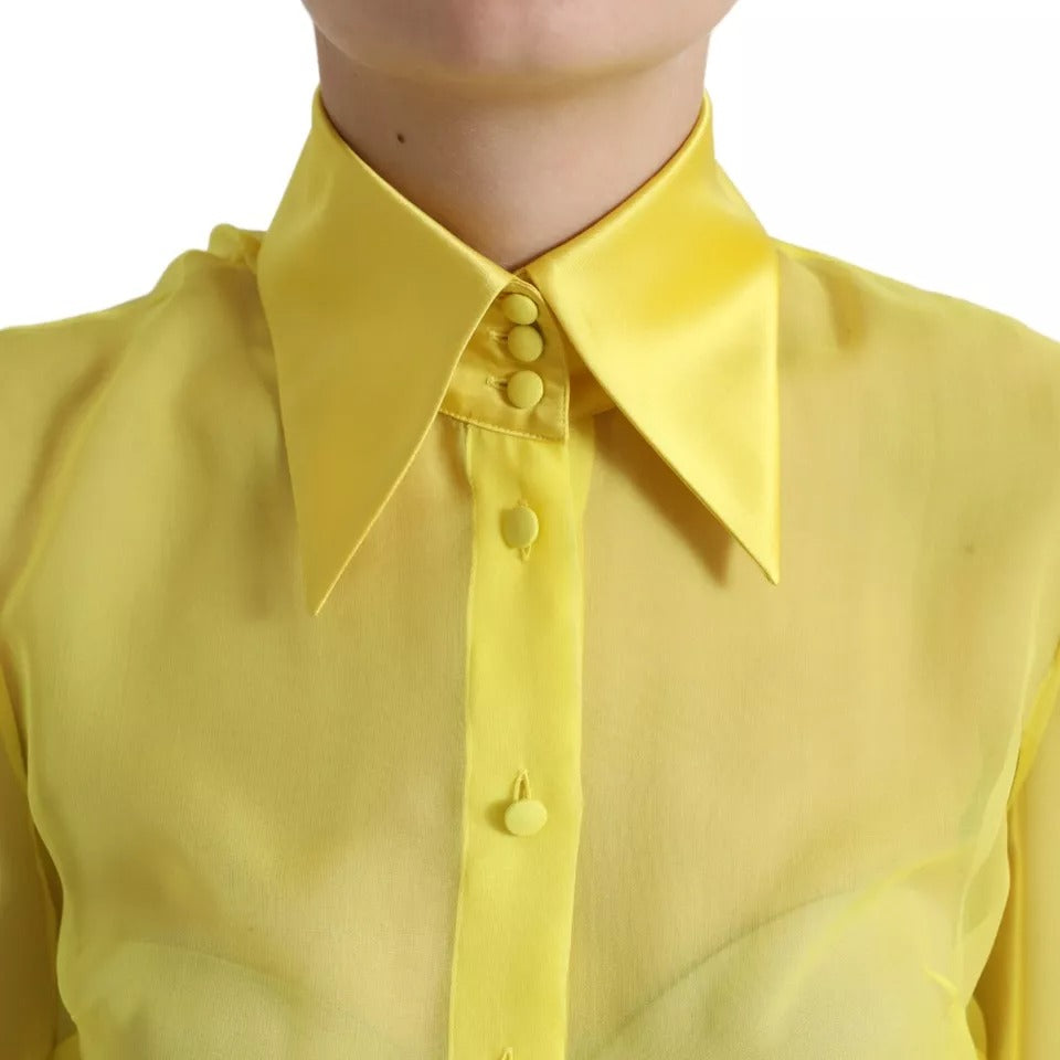 Dolce & Gabbana Yellow Long Sleeve Button Down Blouse Women's Top (Pre-Owned)