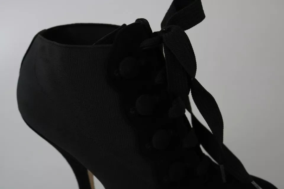 Dolce & Gabbana Black Suede Stretch Ankle Boots Booties Women's Shoes (Pre-Owned)