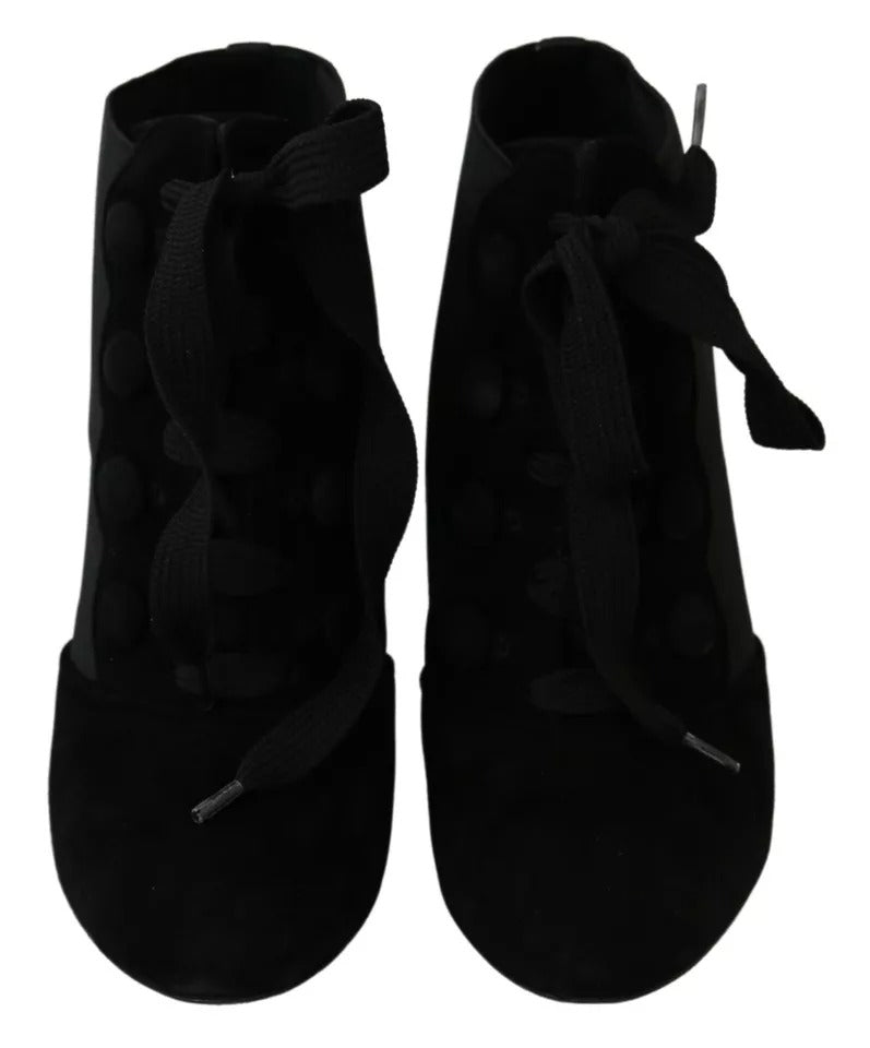 Dolce & Gabbana Black Suede Stretch Ankle Boots Booties Women's Shoes (Pre-Owned)