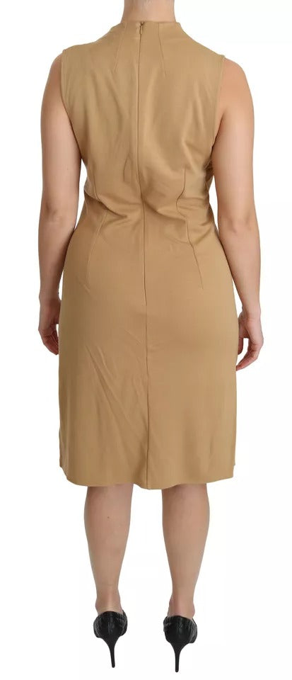 Ralph Lauren Brown V-neck Shift Knee Length Viscose Women's Dress (Pre-Owned)