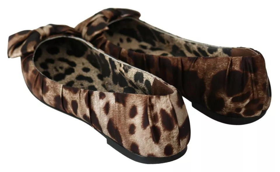 Dolce & Gabbana Brown Leopard Silk Ballerina Flats Women's Shoes (Pre-Owned)