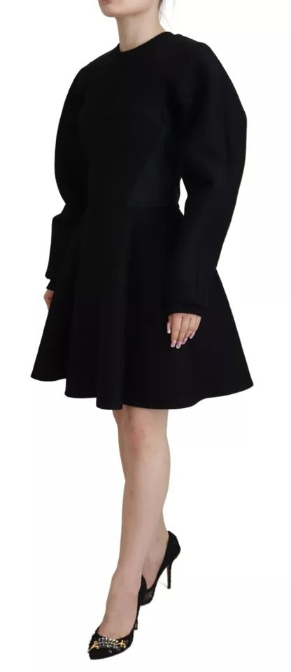 Dolce & Gabbana Black Long Sleeves A-line Mini Cotton Women's Dress (Pre-Owned)