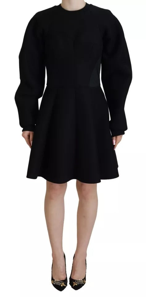 Dolce & Gabbana Black Long Sleeves A-line Mini Cotton Women's Dress (Pre-Owned)