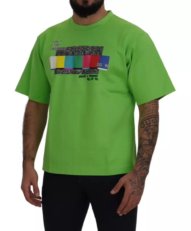 Dolce & Gabbana Green Cotton DG CHANNEL Top Men's T-shirt (Pre-Owned)
