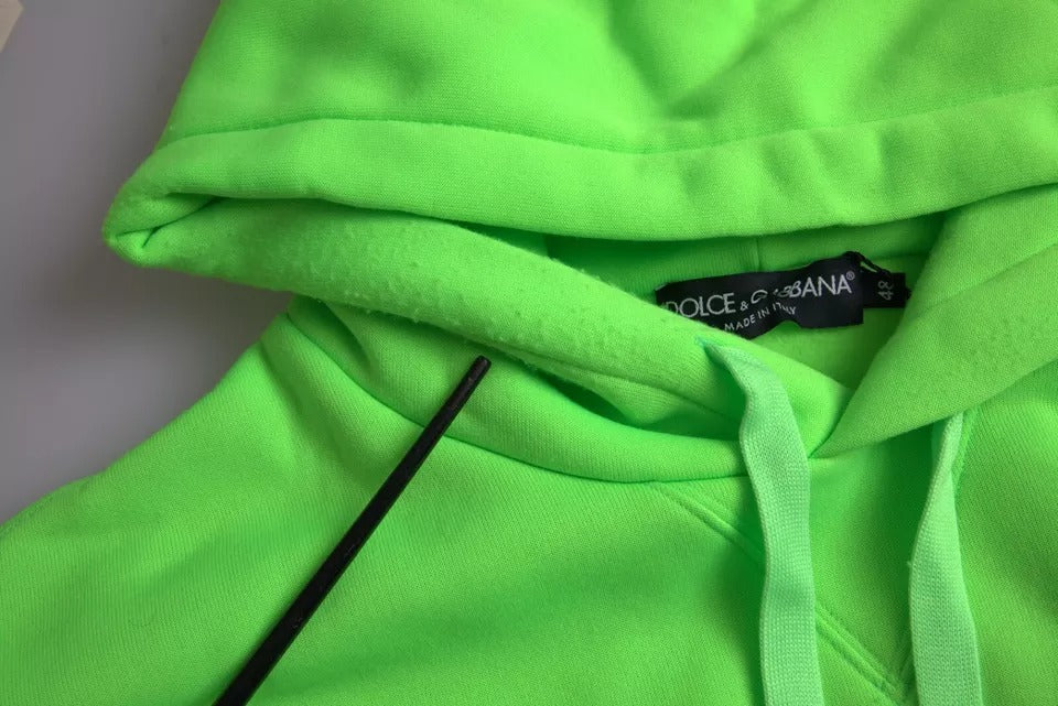 Dolce & Gabbana Green FullZip Fleece HoodedSweatshirt Men's Sweater