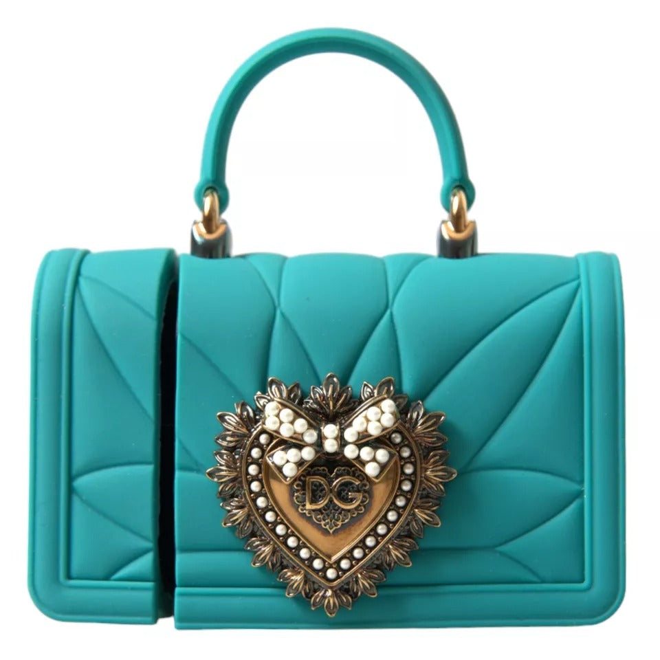 Dolce & Gabbana Turquoise Silicone Devotion Heart Cover Hand Bag Airpods Women's Case (Pre-Owned)