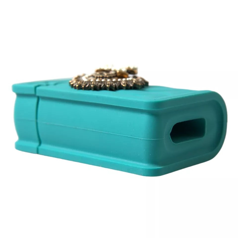 Dolce & Gabbana Turquoise Silicone Devotion Heart Cover Hand Bag Airpods Women's Case (Pre-Owned)