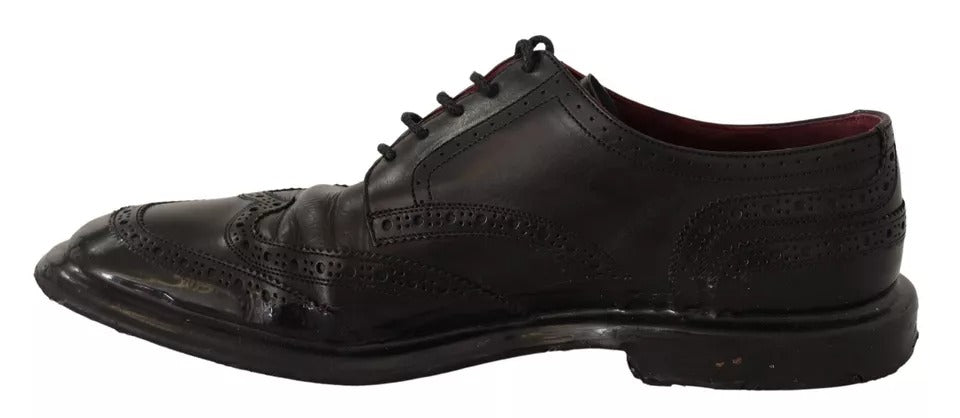Dolce & Gabbana Black Leather Brogue Oxford Dress Men's Shoes (Pre-Owned)