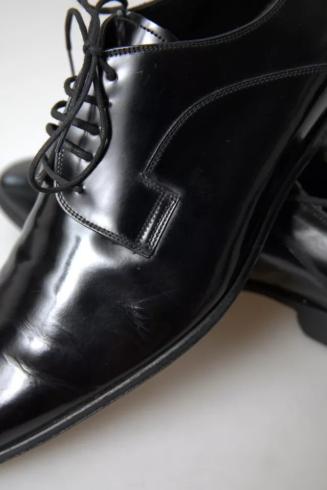 Dolce & Gabbana Black Polished Leather Formal Dress Men's Shoes (Pre-Owned)