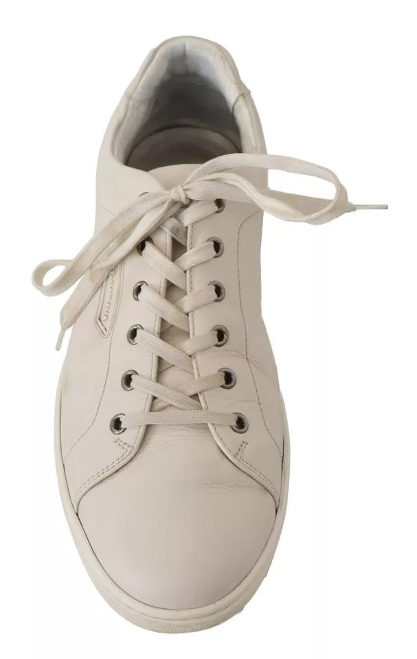 Dolce & Gabbana White Casual Leather Logo Men Sneakers Men's Shoes (Pre-Owned)