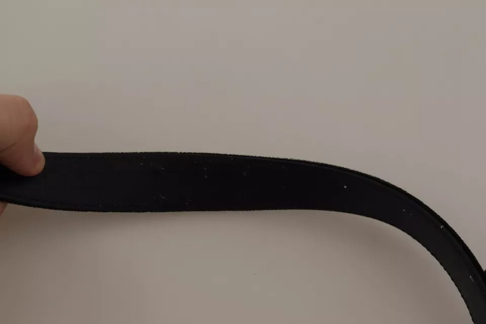 Dolce & Gabbana Black Velvet Silver Tone Metal Buckle Men's Belt (Pre-Owned)