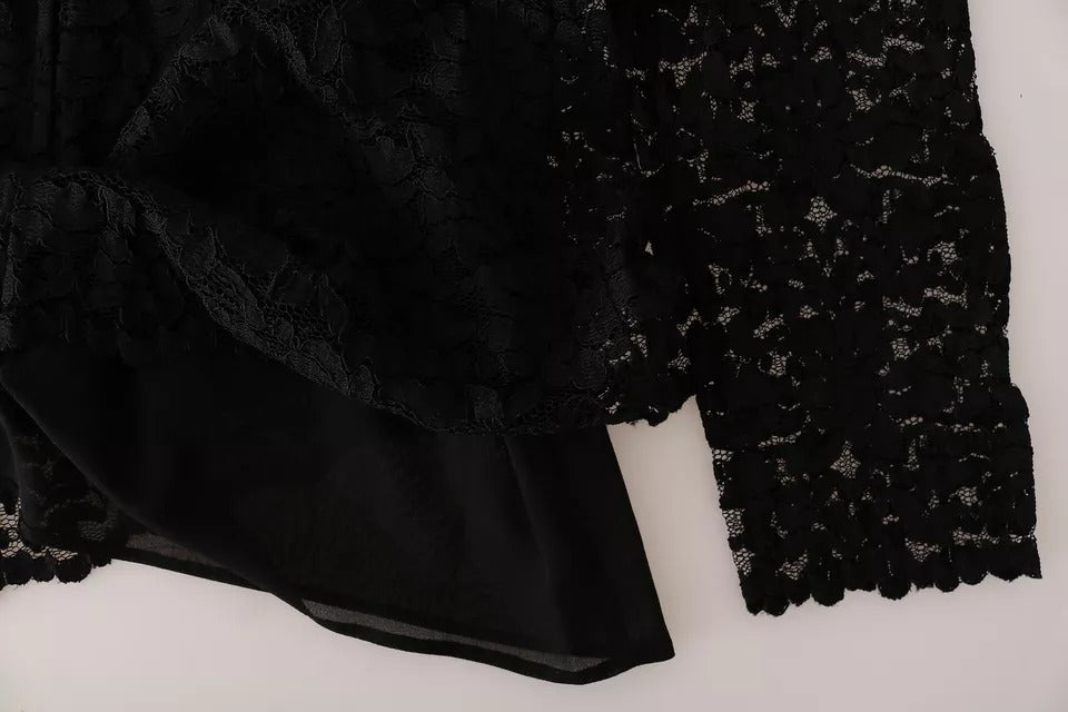 Dolce & Gabbana Black Lace Long Sleeve Blouse Nylon Women's Top (Pre-Owned)