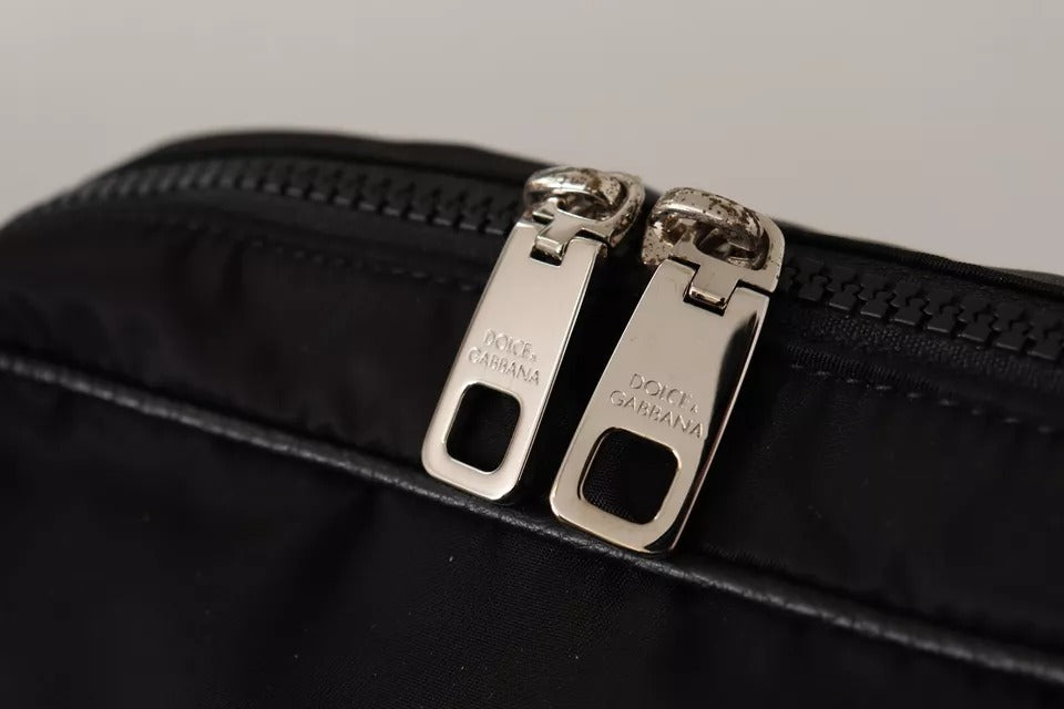Dolce & Gabbana Black Nylon Leather DG Logo Patch Messenger Cross Body Men's Bag (Pre-Owned)
