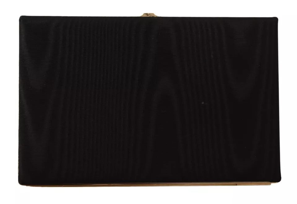 Dolce & Gabbana Black Silk Gold Frame Clutch Evening Party Purse Women's Bag (Pre-Owned)