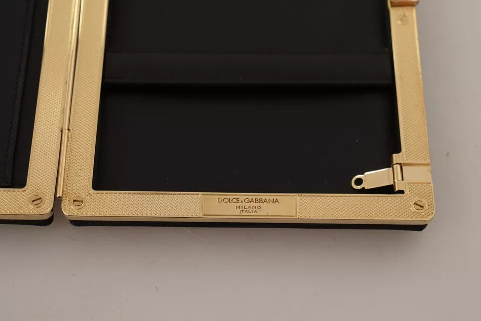 Dolce & Gabbana Black Silk Gold Frame Clutch Evening Party Purse Women's Bag (Pre-Owned)