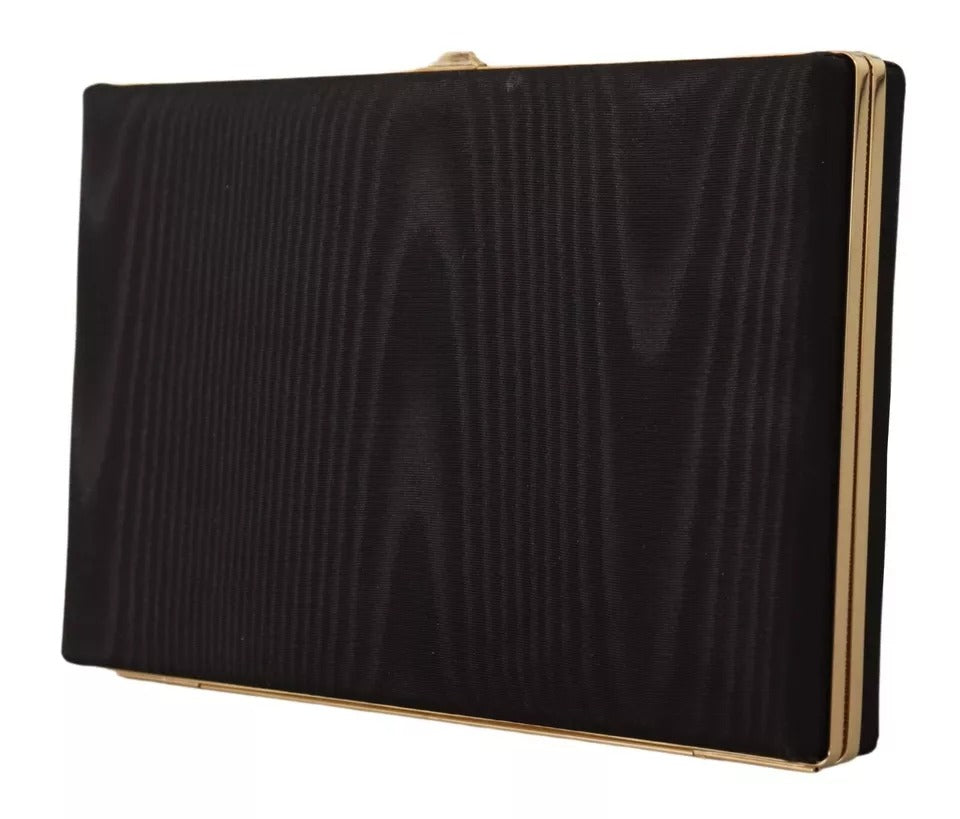 Dolce & Gabbana Black Silk Gold Frame Clutch Evening Party Purse Women's Bag (Pre-Owned)