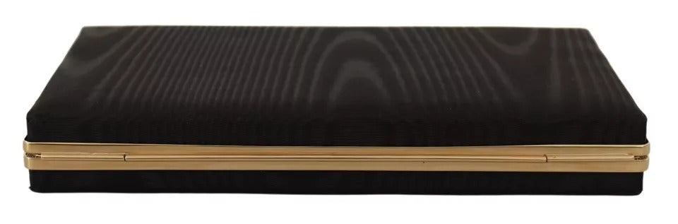 Dolce & Gabbana Black Silk Gold Frame Clutch Evening Party Purse Women's Bag (Pre-Owned)