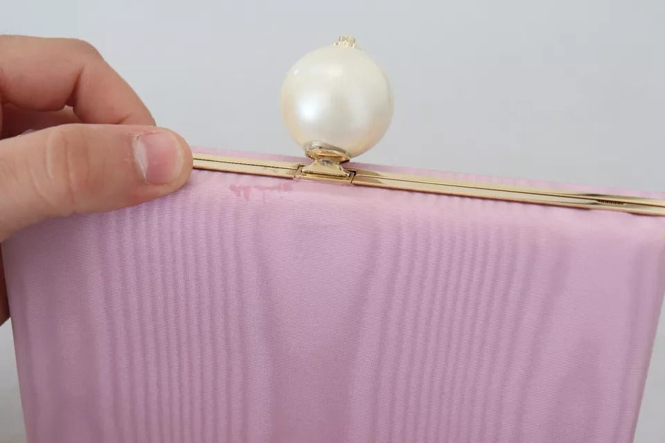 Dolce & Gabbana Pink Silk Gold Frame Clutch Evening Party Purse Women's Bag (Pre-Owned)