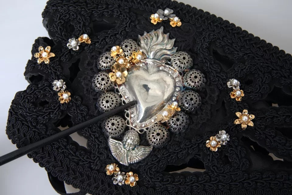 Dolce & Gabbana Black Canvas Embellished Waist Women Women's Belt (Pre-Owned)