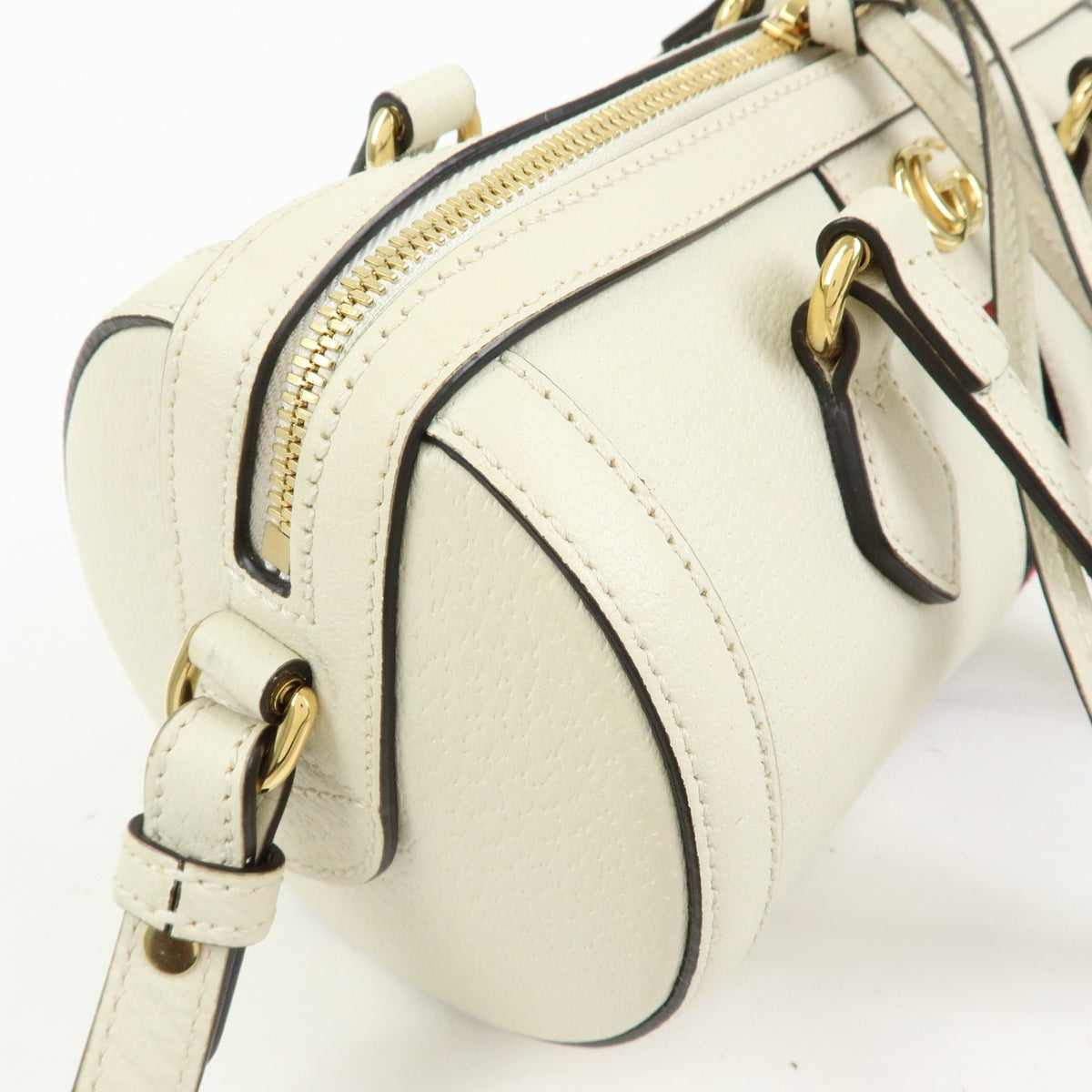 Gucci Ophidia Boston Leather White Leather Handbag (Pre-Owned)