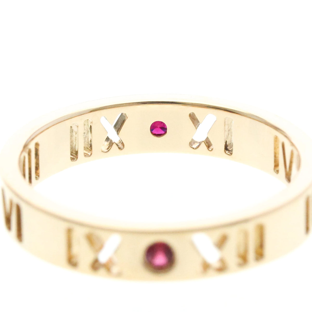 Tiffany & Co. Atlas Pierced 18K Rose Gold And Diamonds Gold Pink_Gold Ring Jewelry (Pre-Owned)