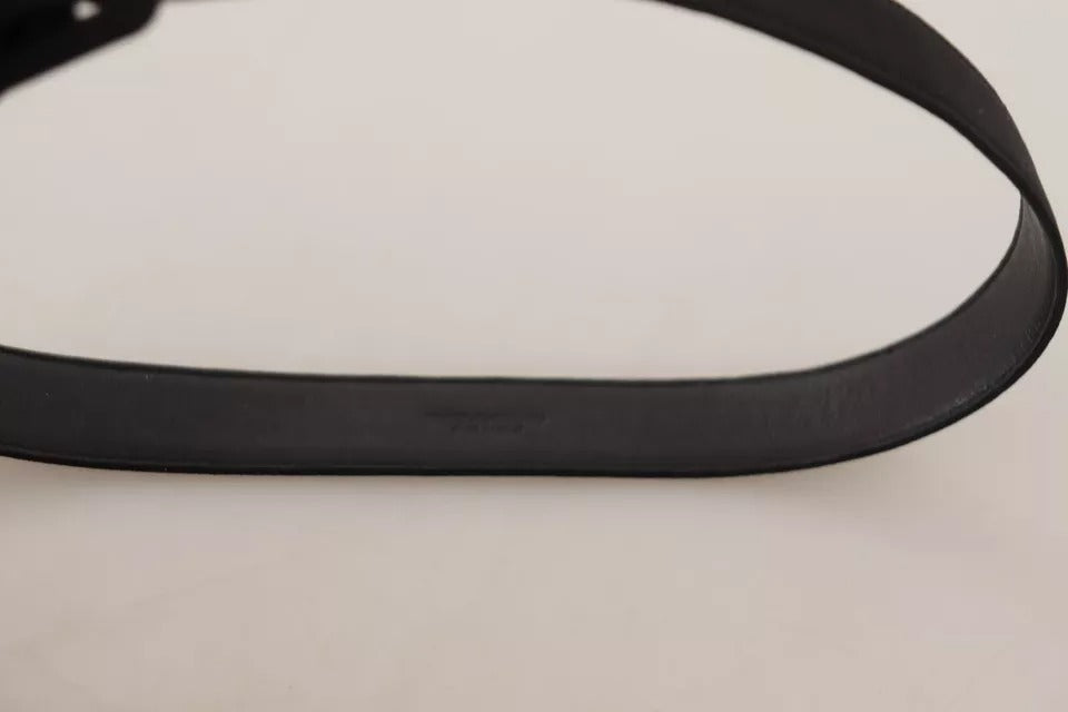 Dolce & Gabbana Black Velvet Leather Logo Waist Buckle Women's Belt