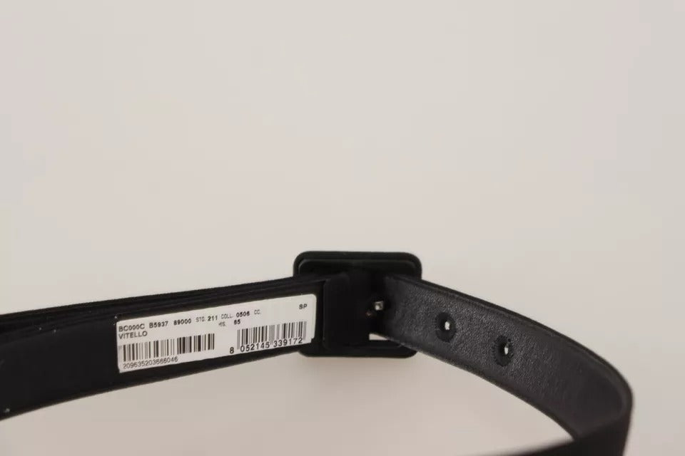 Dolce & Gabbana Black Velvet Leather Logo Waist Buckle Women's Belt