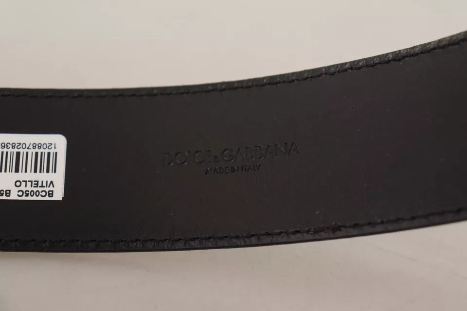 Dolce & Gabbana Dark Brown Leather Logo Engraved Metal Buckle Men's Belt (Pre-Owned)