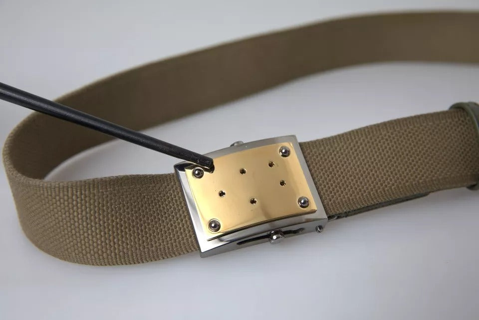 Dolce & Gabbana Brown Canvas Square Metal Buckle Men Men's Belt (Pre-Owned)