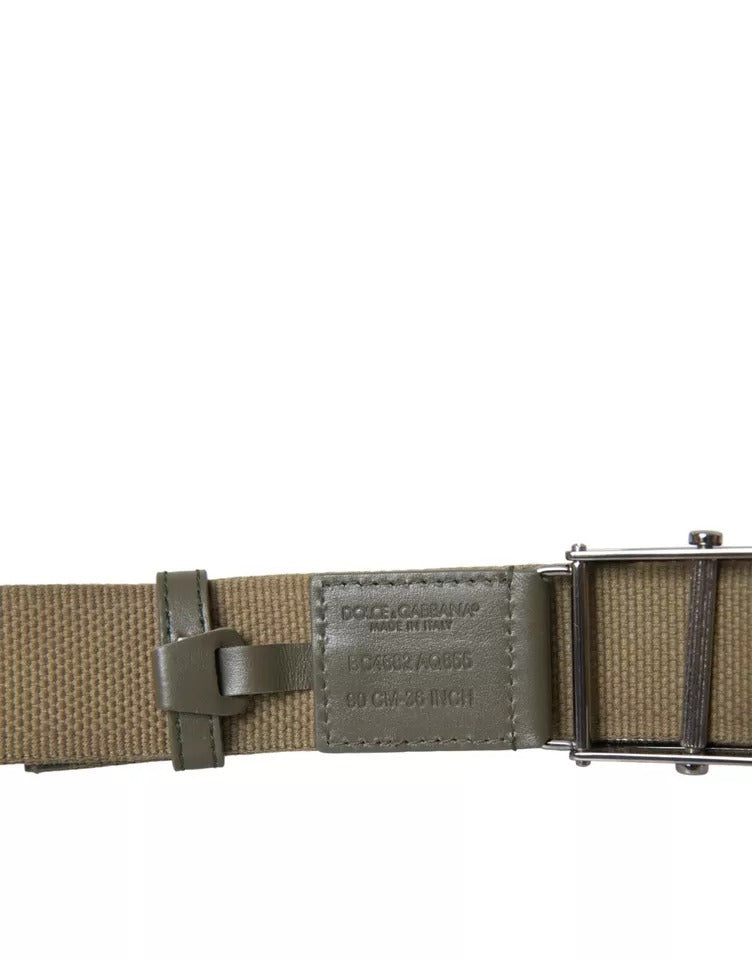 Dolce & Gabbana Brown Canvas Square Metal Buckle Men Men's Belt (Pre-Owned)