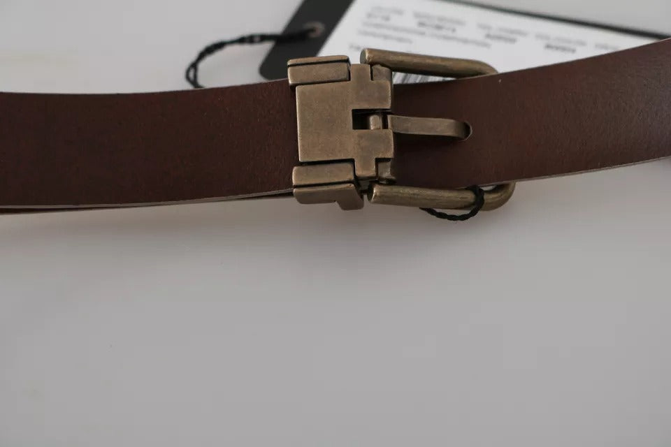 Dolce & Gabbana Cream Beige Gold Buckle Waist Leather Men's Belt