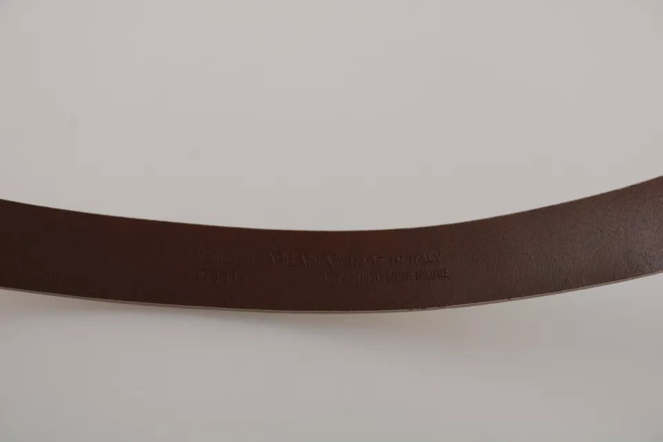 Dolce & Gabbana Cream Beige Gold Buckle Waist Leather Men's Belt
