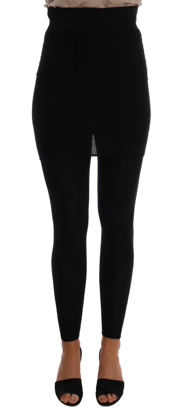 Dolce & Gabbana Black Cashmere Silk Stretch Tights Women's Stockings
