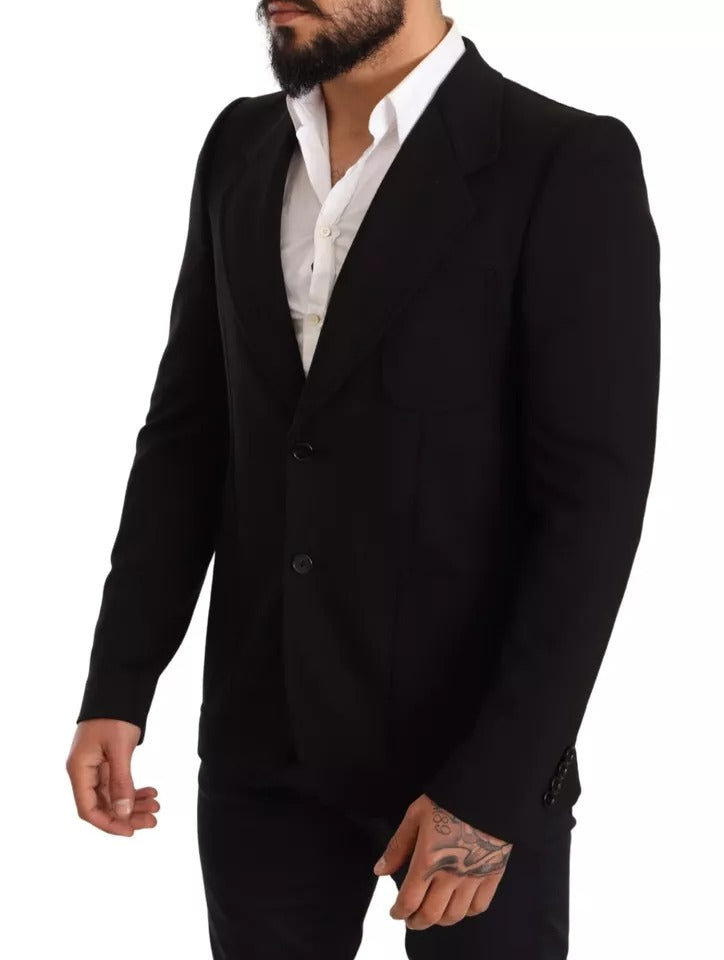 Dolce & Gabbana Black Wool Slim Fit Coat Jacket Men's Blazer