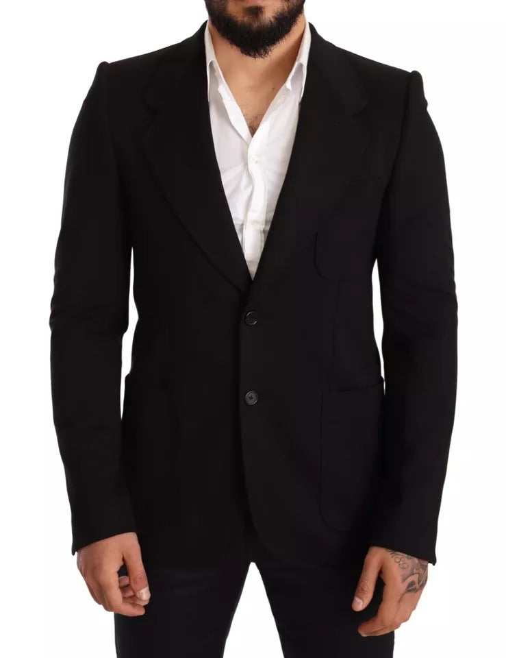 Dolce & Gabbana Black Wool Slim Fit Coat Jacket Men's Blazer