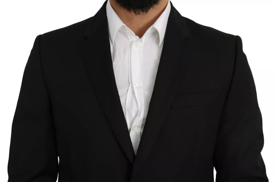 Dolce & Gabbana Black Wool Slim Fit Notch Jacket Men's Blazer