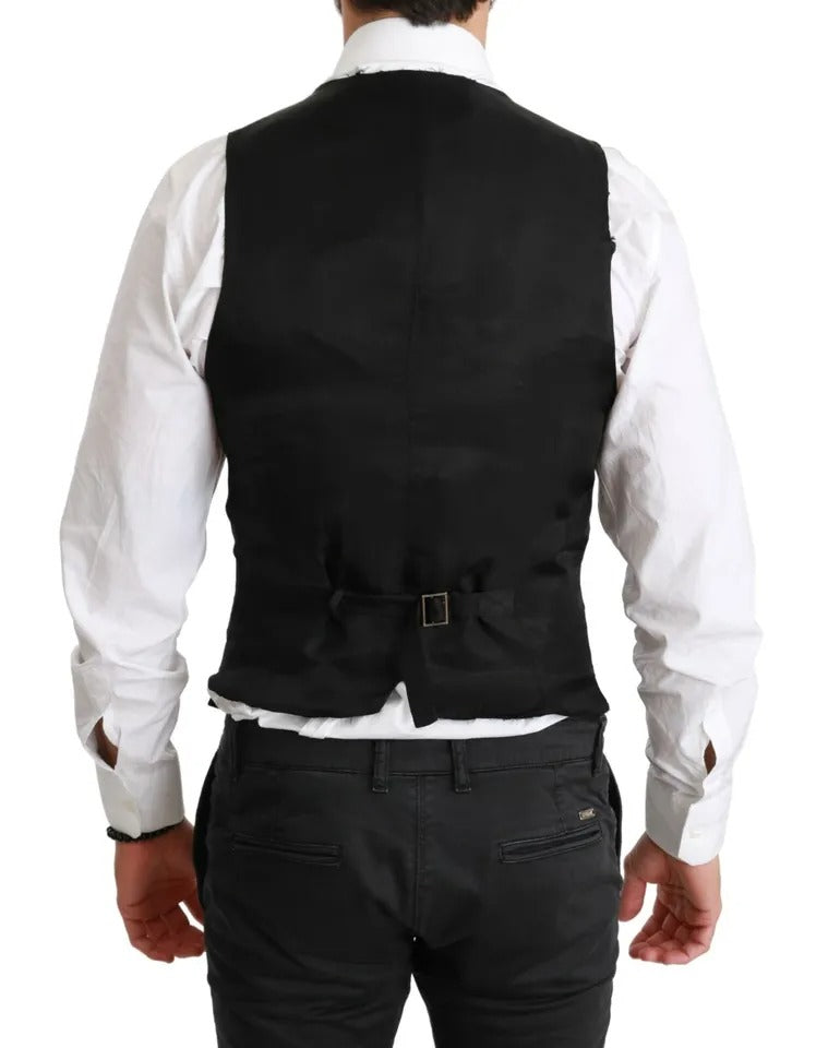 Dolce & Gabbana Black Solid STAFF Slim Fit Waistcoat Men's Vest (Pre-Owned)