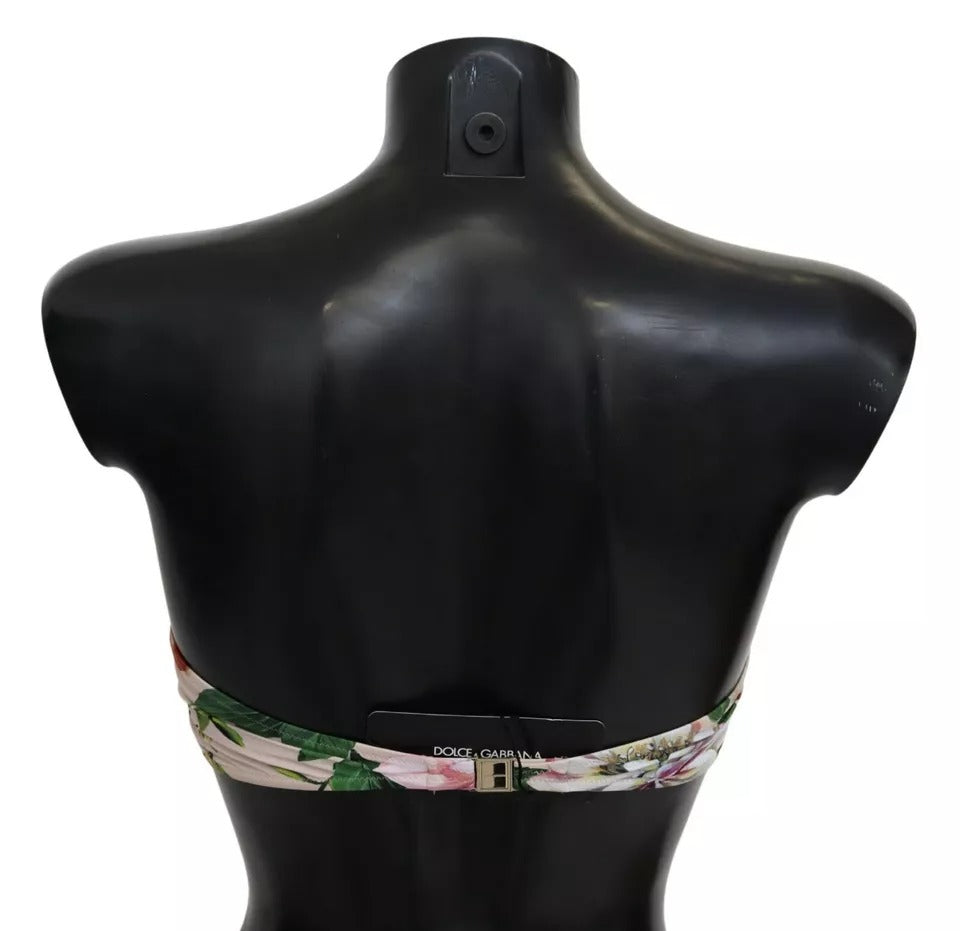 Dolce & Gabbana Pink Floral Print Swimsuit Beachwear Bikini Women's Top