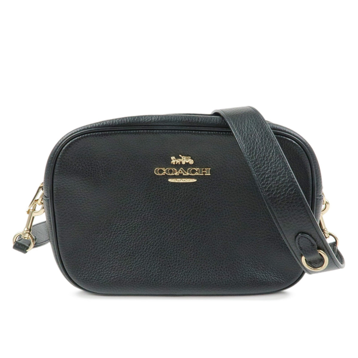 Coach Shoulder Leather Black Leather Handbag (Pre-Owned)