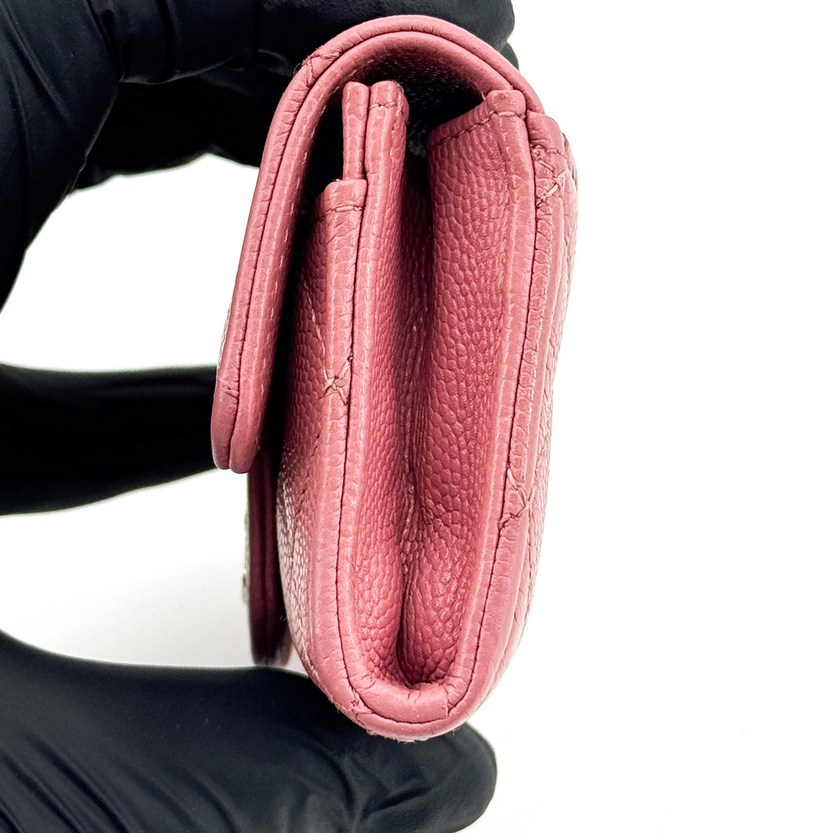 Chanel Classic Flap Card Case Quilted Caviar Pink Leather Card Holders Accessory (Pre-Owned)
